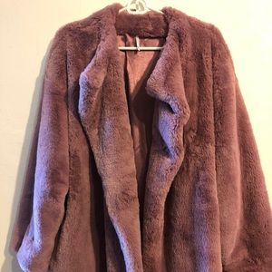 NWOT Free People blush, faux fur coat